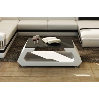 Table basse design ALMA, blanc, 140×70×45 cm