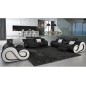 Canapé 3 places en cuir supérieur luxe haut de gamme italien MONRELAX, noir et blanc Canapé 3 places en cuir supérieur luxe haut de gamme italien MONRELAX, noir et blanc