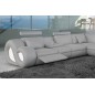 Canapé d'angle en cuir italien 7 places LOVE, gris clair, angle gauche Canapé d'angle en cuir italien 7 places LOVE, gris clair, angle gauche
