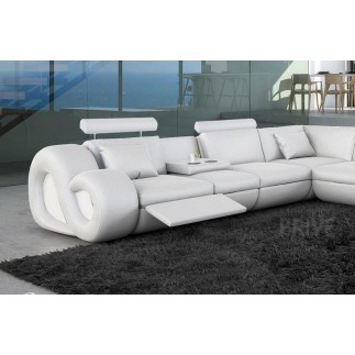 Canapé d'angle en cuir italien 7 places LOVE, blanc