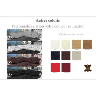 Canapé d'angle en cuir italien 7 places LOVE, couleur personnalisée