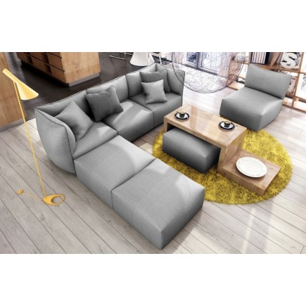 Canapé modulable d'angle en tissu MODULA, gris