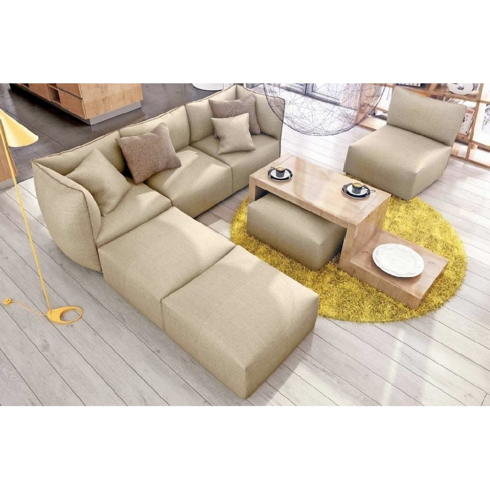 Canapé modulable d'angle en tissu MODULA, beige clair Canapé modulable d'angle en tissu MODULA, beige clair