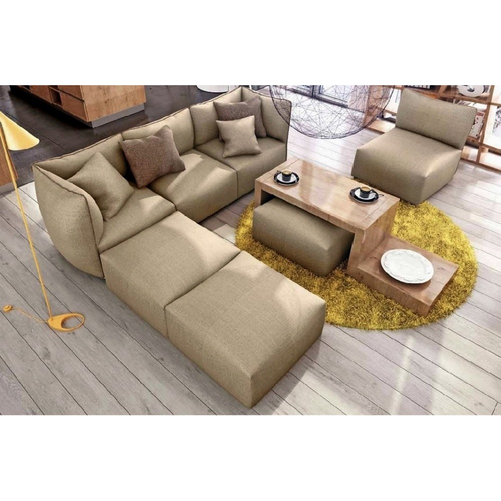 Canapé modulable d'angle en tissu MODULA, beige foncé Canapé modulable d'angle en tissu MODULA, beige foncé