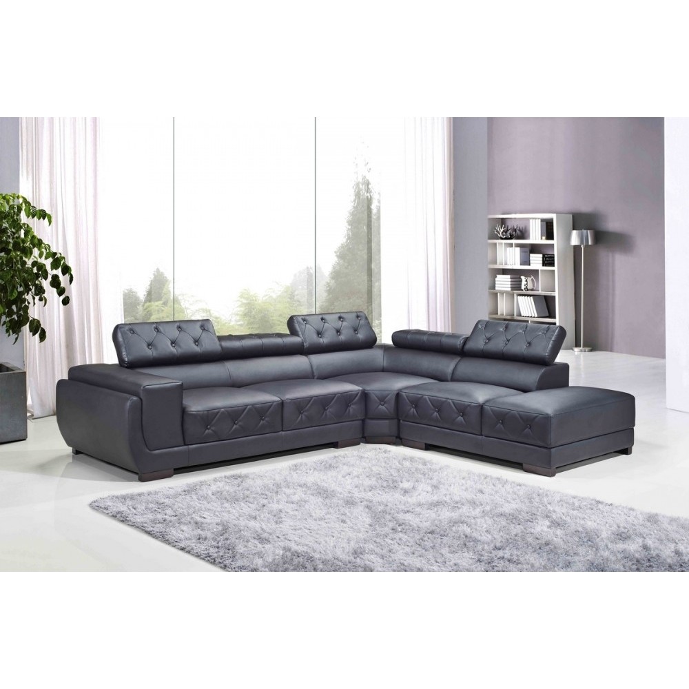 Canapé d'angle en cuir luxe italien 5/6 places BELISSIMO, noir, angle droit Canapé d'angle en cuir luxe italien 5/6 places BELISSIMO, noir, angle droit