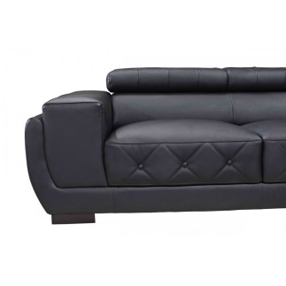 Canapé d'angle en cuir luxe italien 5/6 places BELISSIMO, noir