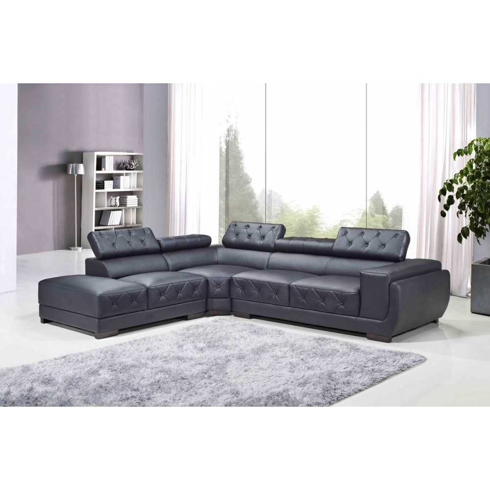 Canapé d'angle en cuir luxe italien 5/6 places BELISSIMO, noir, angle gauche Canapé d'angle en cuir luxe italien 5/6 places BELISSIMO, noir, angle gauche