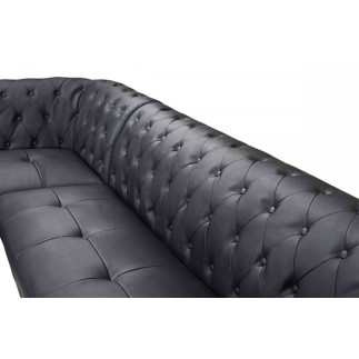 Canapé d'angle en cuir luxe italien 5/6 places BELISSIMO, noir