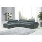 Canapé d'angle en cuir luxe italien 5/6 places BELISSIMO, gris foncé, angle gauche