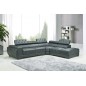 Canapé d'angle en cuir luxe italien 5/6 places BELISSIMO, gris foncé, angle droit