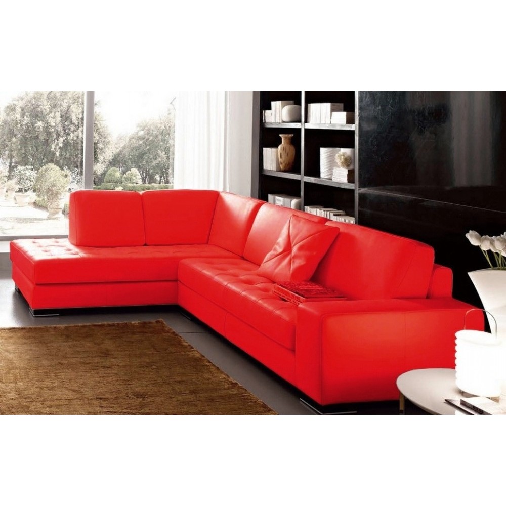 Canapé d'angle DIVANO en cuir italien vachette de qualité, rouge, angle gauche, 4/5 places Canapé d'angle DIVANO en cuir italien vachette de qualité, rouge, angle gauche, 4/5 places