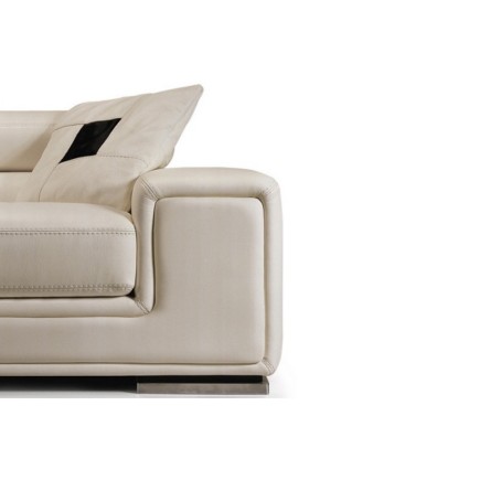 Ensemble GENEVA 3 pièces: canapé 3 places + 2 places + fauteuil en cuir luxe italien vachette, blanc