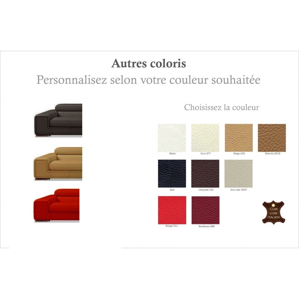 Ensemble GENEVA 2 pièces: canapé 3 places + 2 places en cuir luxe italien vachette, couleur personnalisée Ensemble GENEVA 2 pièces: canapé 3 places + 2 places en cuir luxe italien vachette, couleur personnalisée