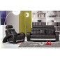 Ensemble CATANIA 3 pièces: canapé 3 places + 2 places + fauteuil en cuir luxe italien vachette, NOIR et BLANC