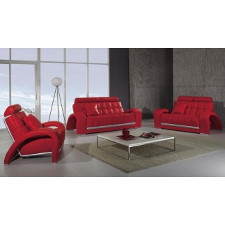 Ensemble CATANIA 2 pièces: canapé 3 places + 2 places en cuir luxe italien vachette, Rouge