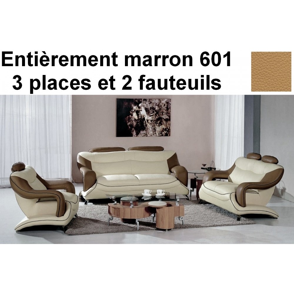 Ensemble composé d'un canapé 3 places et de 2 fauteuils en cuir supérieur luxe italien vachette Venesetti, VILLA, marron 601 / m Ensemble composé d'un canapé 3 places et de 2 fauteuils en cuir supérieur luxe italien vachette Venesetti, VILLA, marron 601 / m