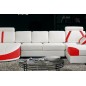 Canapé d'angle en cuir italien 7/8 places OSCAR NAPLES, blanc et rouge, angle droit Canapé d'angle en cuir italien 7/8 places OSCAR NAPLES, blanc et rouge, angle droit
