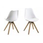 Lot de 2 chaises design blanches avec pieds en bois, DIXONA Lot de 2 chaises design blanches avec pieds en bois, DIXONA