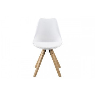 Lot de 2 chaises design blanches avec pieds en bois, DIXONA
