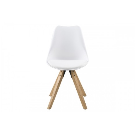 Lot de 2 chaises design blanches avec pieds en bois, DIXONA