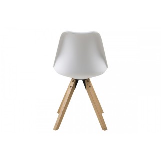 Lot de 2 chaises design blanches avec pieds en bois, DIXONA