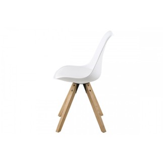 Lot de 2 chaises design blanches avec pieds en bois, DIXONA