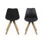 Lot de 2 chaises design noires avec pieds en bois, DIXONA Lot de 2 chaises design noires avec pieds en bois, DIXONA