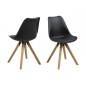 Lot de 2 chaises design noires avec pieds en bois, DIXONA Lot de 2 chaises design noires avec pieds en bois, DIXONA