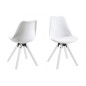 Lot de 2 chaises design blanches avec pieds en bois peints en blanc, MIXITA