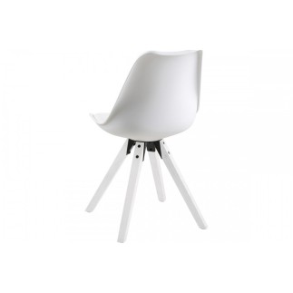 Lot de 2 chaises design blanches avec pieds en bois peints en blanc, MIXITA