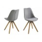 Lot de 2 chaises design tissu gris clair avec pieds en bois, DIZINA Lot de 2 chaises design tissu gris clair avec pieds en bois, DIZINA