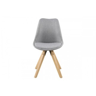 Lot de 2 chaises design tissu gris clair avec pieds en bois, DIZINA