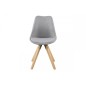 Lot de 2 chaises design tissu gris clair avec pieds en bois, DIZINA Lot de 2 chaises design tissu gris clair avec pieds en bois, DIZINA
