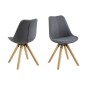 Lot de 2 chaises design tissu gris foncé avec pieds en bois, DIZINA Lot de 2 chaises design tissu gris foncé avec pieds en bois, DIZINA