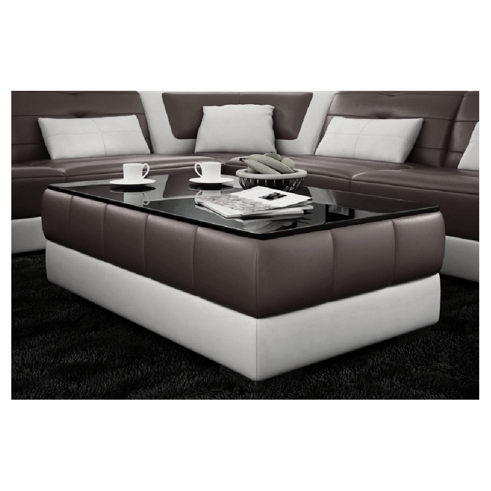 Table basse design ZEINA, noir et blanc, 120×70×42 cm