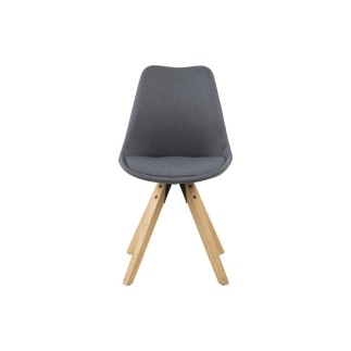 Lot de 2 chaises design tissu gris foncé avec pieds en bois, DIZINA