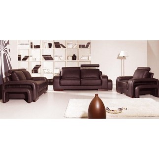 Ensemble 3 pièces: canapé 3 places + 2 places + fauteuil en cuir luxe italien vachette, PALERMO II, cuir Prestige luxe,chocolat