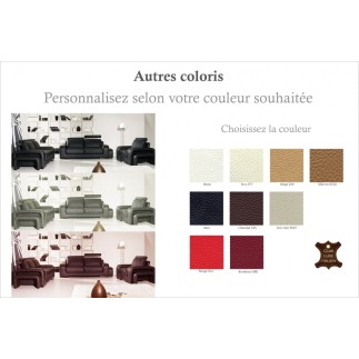 Ensemble 3 pièces: canapé 3 places + 2 places + fauteuil en cuir luxe italien vachette, PALERMO II, cuir Prestige luxe, couleur