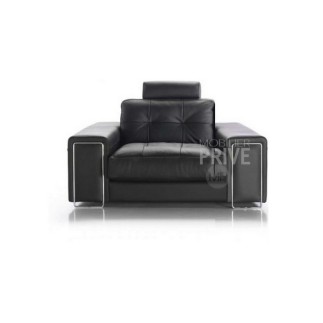 Fauteuil une place en cuir Prestige luxe haut de gamme italien MATIGNON, noir