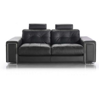 Canapé 2 places en cuir Prestige luxe haut de gamme italien MATIGNON, noir Venesetti