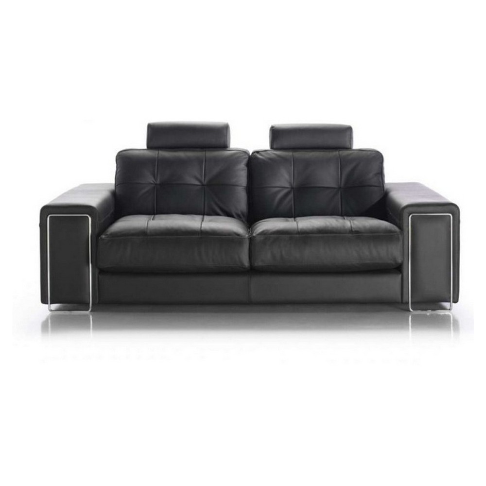 Canapé 2 places en cuir Prestige luxe haut de gamme italien MATIGNON, noir Venesetti Canapé 2 places en cuir Prestige luxe haut de gamme italien MATIGNON, noir Venesetti