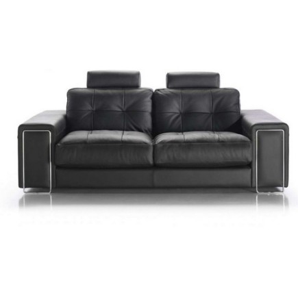 Canapé 2 places en cuir Prestige luxe haut de gamme italien MATIGNON, noir Venesetti