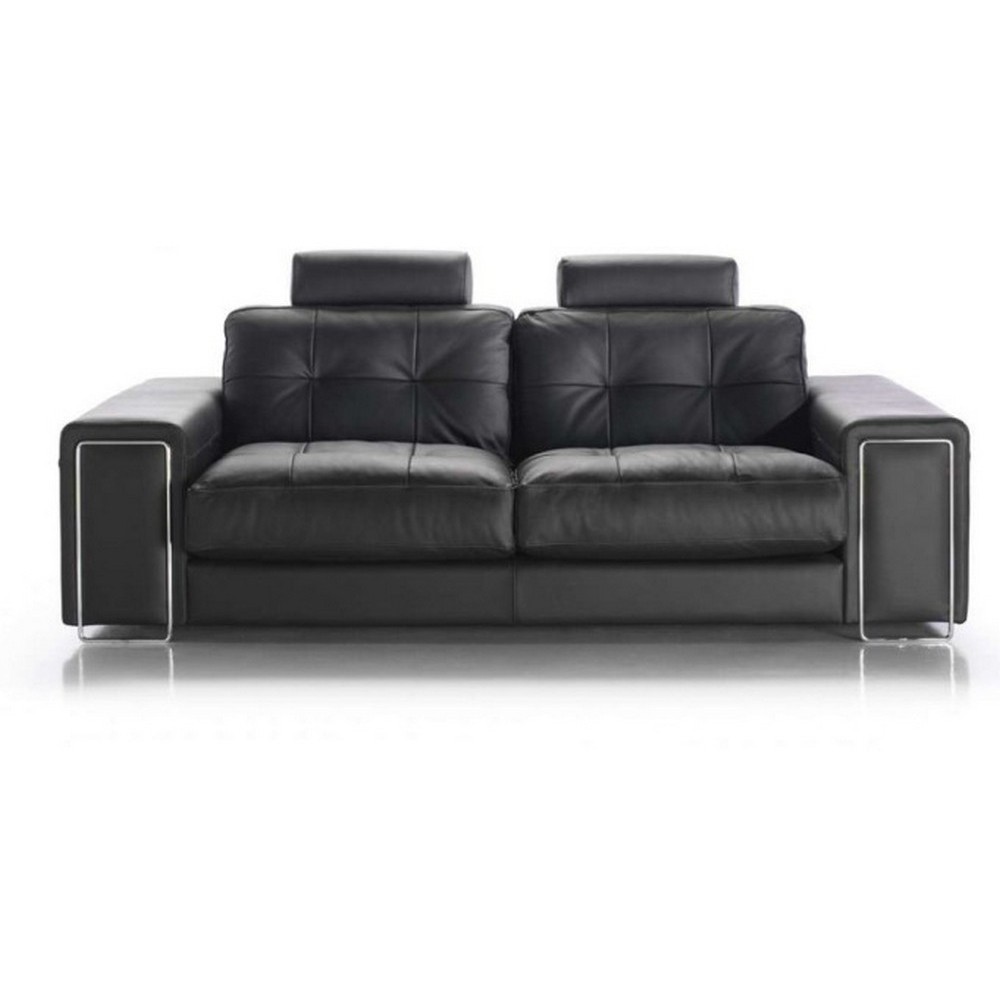 Canapé 3 places en cuir Prestige luxe haut de gamme italien MATIGNON, noir Venesetti Canapé 3 places en cuir Prestige luxe haut de gamme italien MATIGNON, noir Venesetti