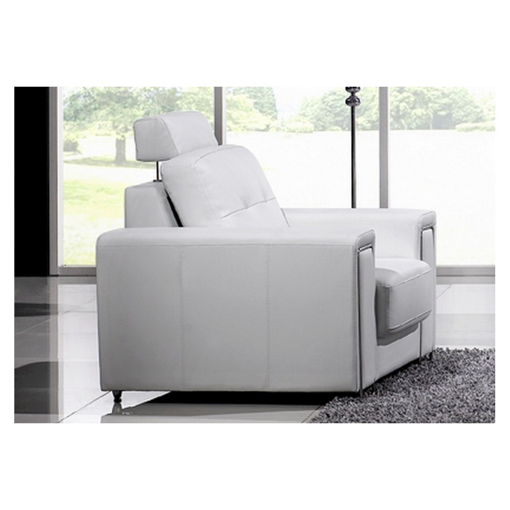Fauteuil une place en cuir Prestige luxe haut de gamme italien MATIGNON, blanc Fauteuil une place en cuir Prestige luxe haut de gamme italien MATIGNON, blanc