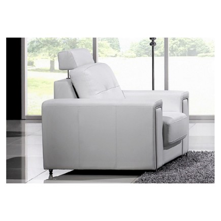 Fauteuil une place en cuir Prestige luxe haut de gamme italien MATIGNON, blanc