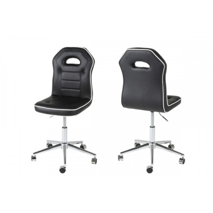 Chaise de bureau confortable en simili cuir de qualité PENOTI, noir