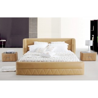 Lit design en cuir italien de luxe PRIMA, beige