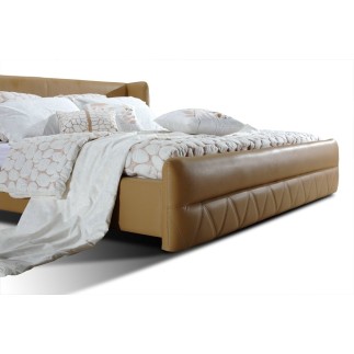 Lit design en cuir italien de luxe PRIMA, marron