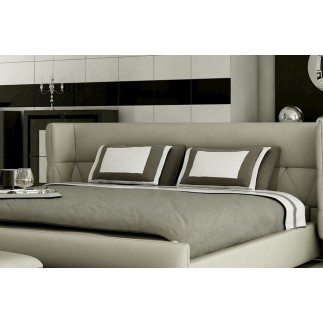 Lit design en cuir italien de luxe PRIMA, gris clair pastel, 180x200