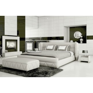 Lit design en cuir italien de luxe PRIMA, blanc